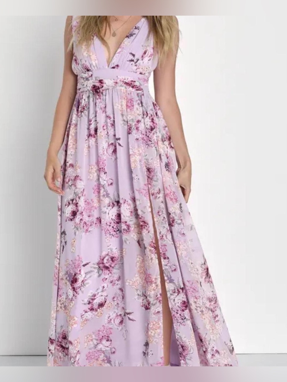 Lulu's Women Garden Meandering Maxi Dress Lavender Floral Very Good Condition M
